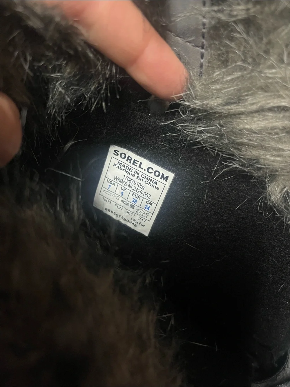 Sorel Joan of Arctic - Quarry, Black Tall Furry Snow Boots